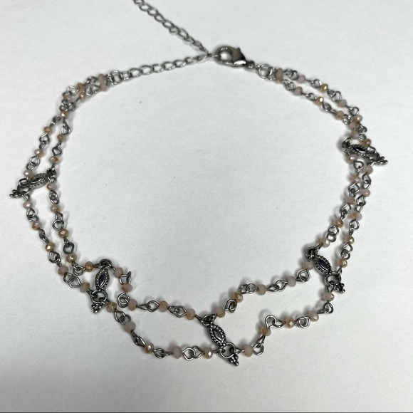 PINK BEADED CHOKER NECKLACE - Picture 3 of 4